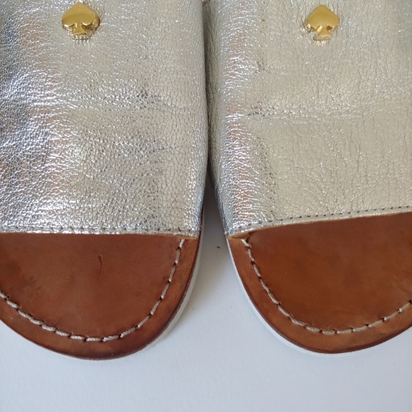 Kate Spade Imperiale Leather Metallic Slide Sandals Size 7.5 - Picture 7 of 13